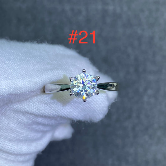 #21～40 Custom D-color Moissanite Diamond Round Cut S925 Sterling Silver White Gold Plated Ring